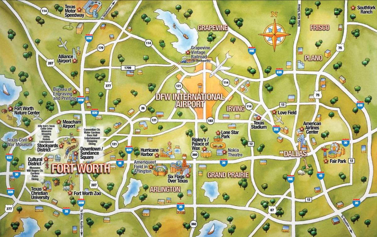 DFW kaupungin kartta