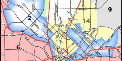 Dallas kaupunginvaltuusto district kartta