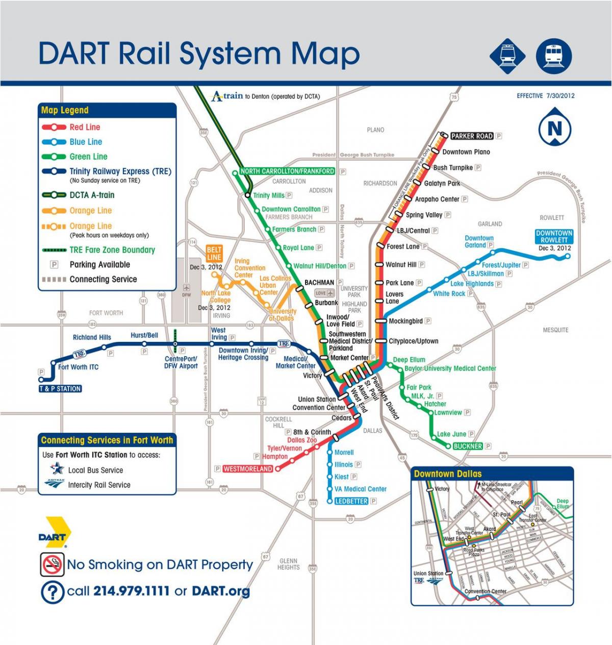 Dallas dart-juna kartta