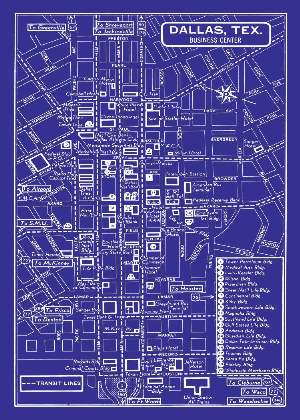 kartta downtown Dallas