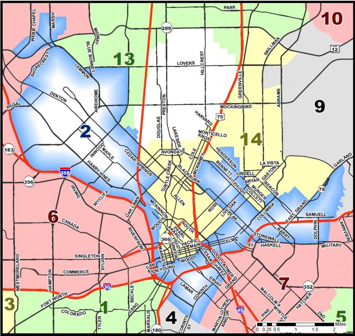 kaupungin Dallas kaavoitus kartta