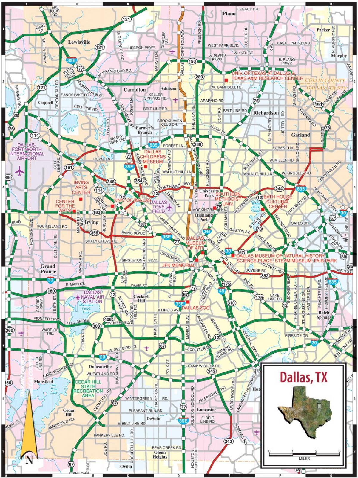 kaupungin Dallas kartta