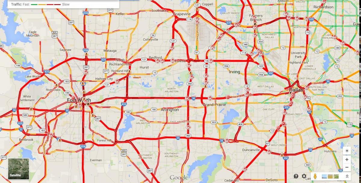 kartta Dallas liikennettä