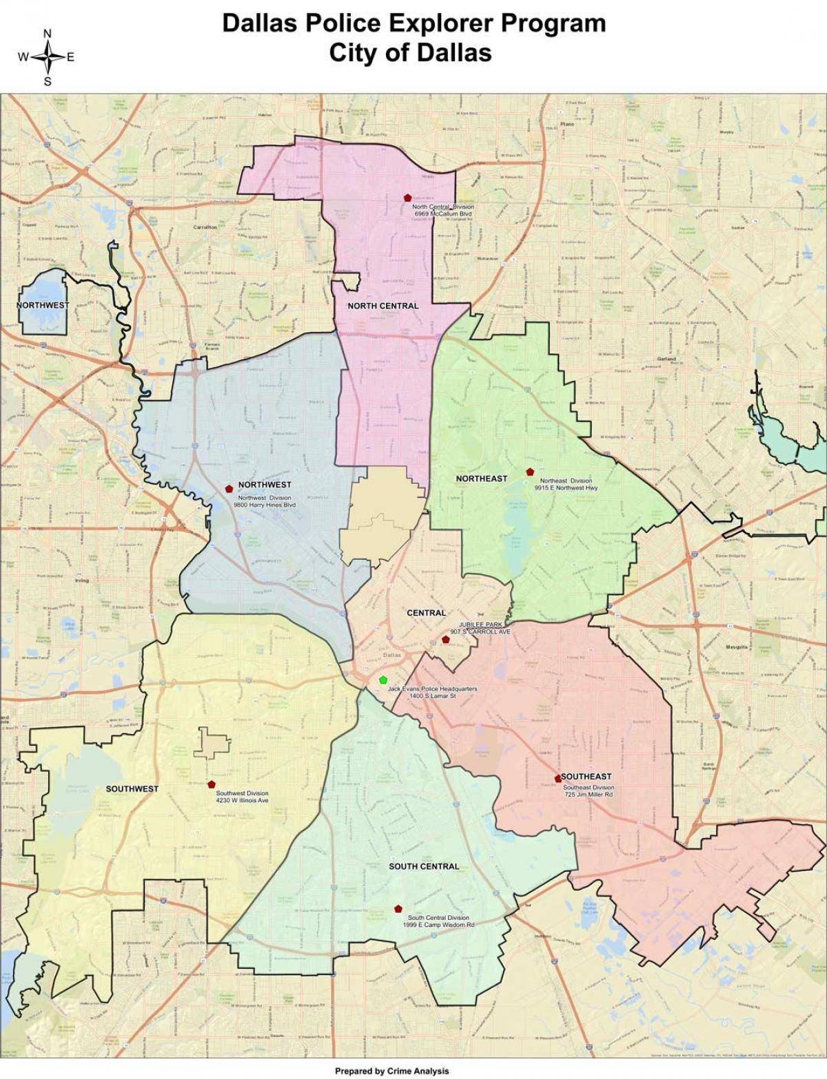 Dallas-alueen kartta